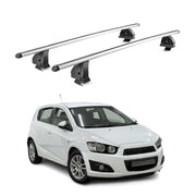 Alu Dachträger für Chevrolet Aveo II Schrägheck 2012-2016 Pre-FL T-Nut 2x Silber