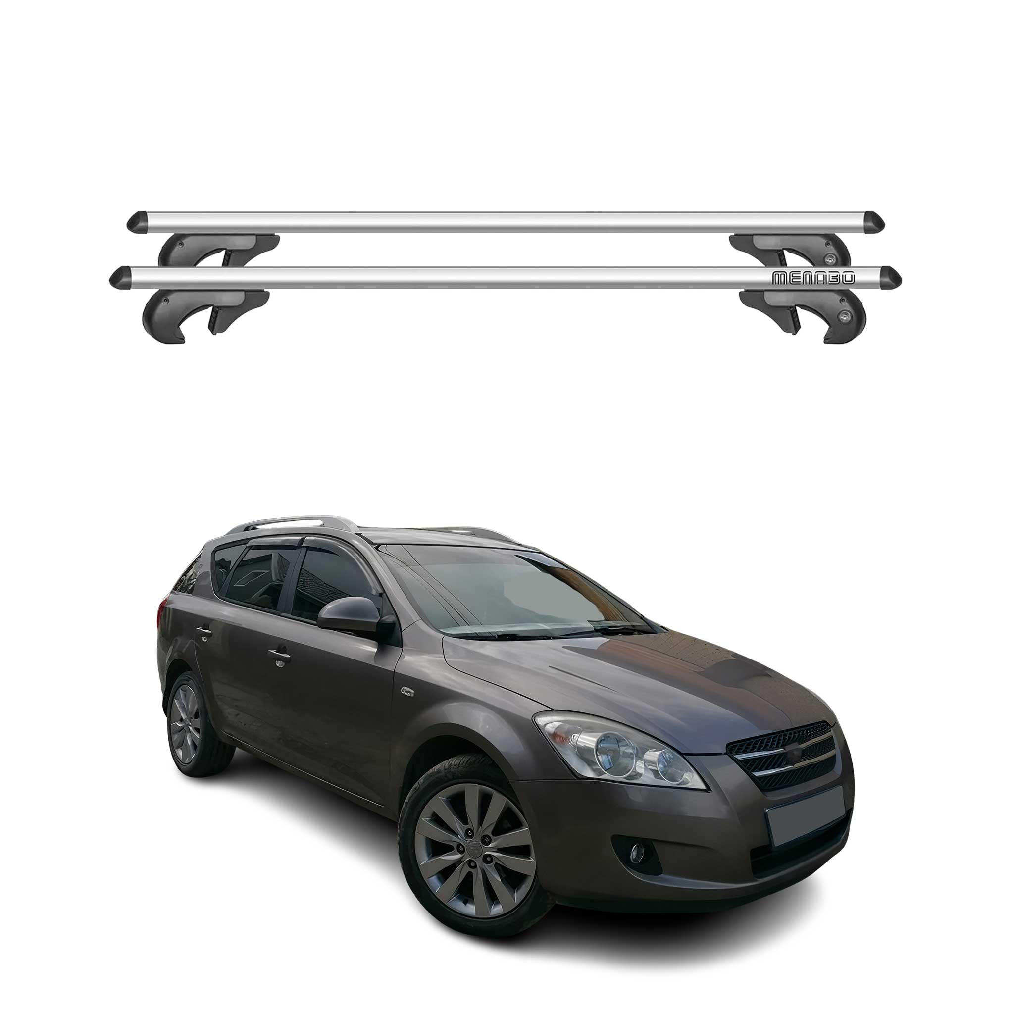 Menabo Dachträger Grundtäger für Kia Ceed ED Kombi 2006-2012 90kg Alu Silber 2x