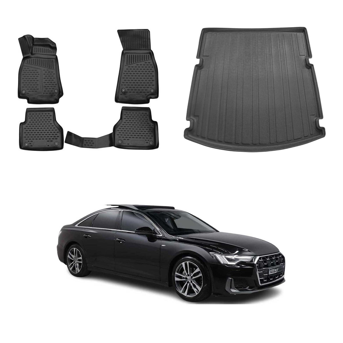 OMAC Fußmatten & Kofferraumwanne Set für Audi A6 S6 C8 Stufenheck 2018-2025