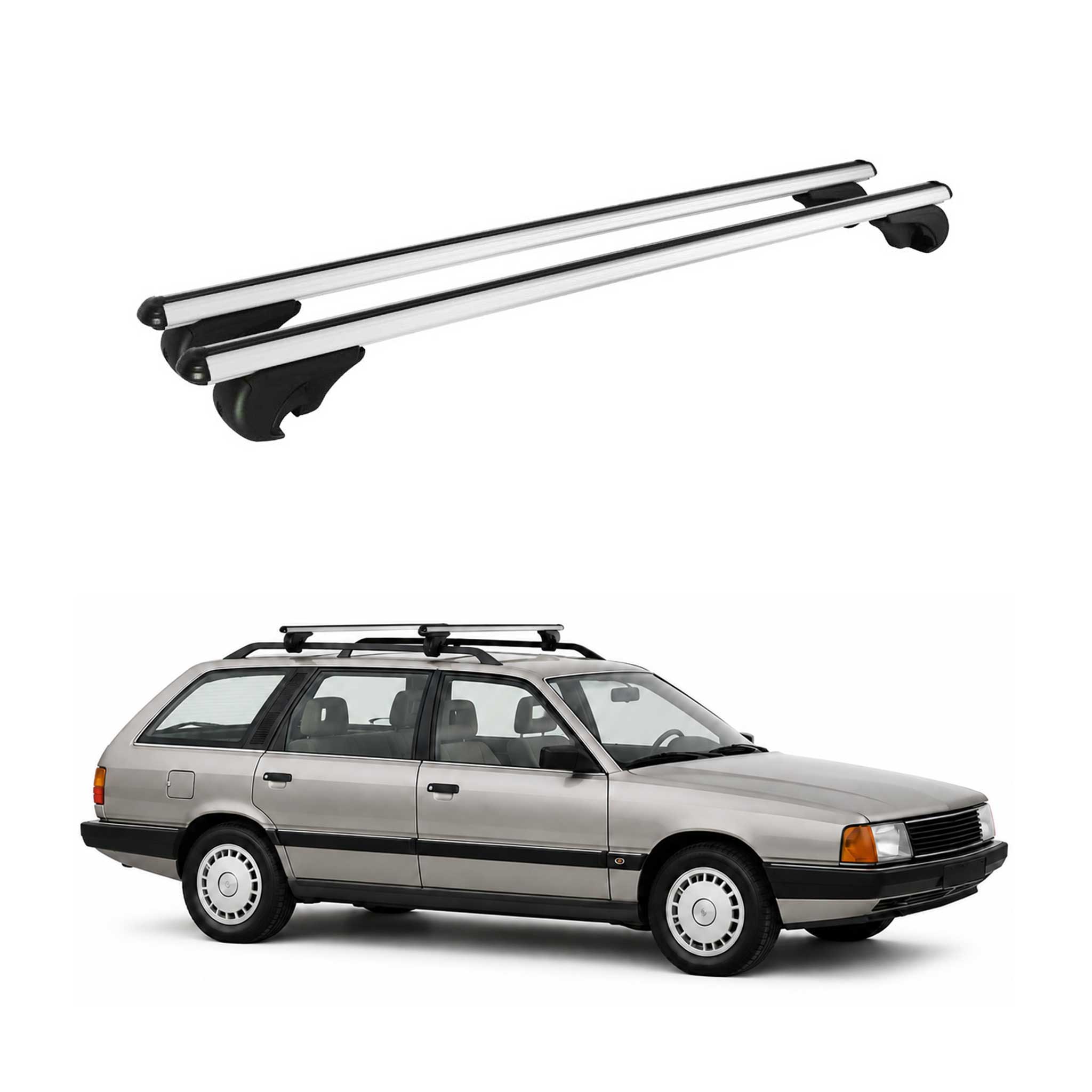 Dachträger Grundträger für Audi 100 Avant 1983-1991 TÜV Aluminium Silber 2tlg