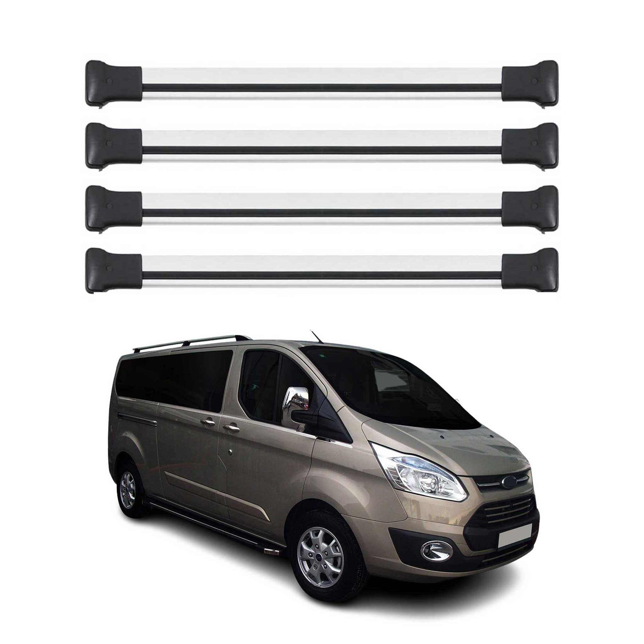 Dachträger für Ford Transit Custom / Tourneo Custom 2012-2023 75kg Alu Silber 4x