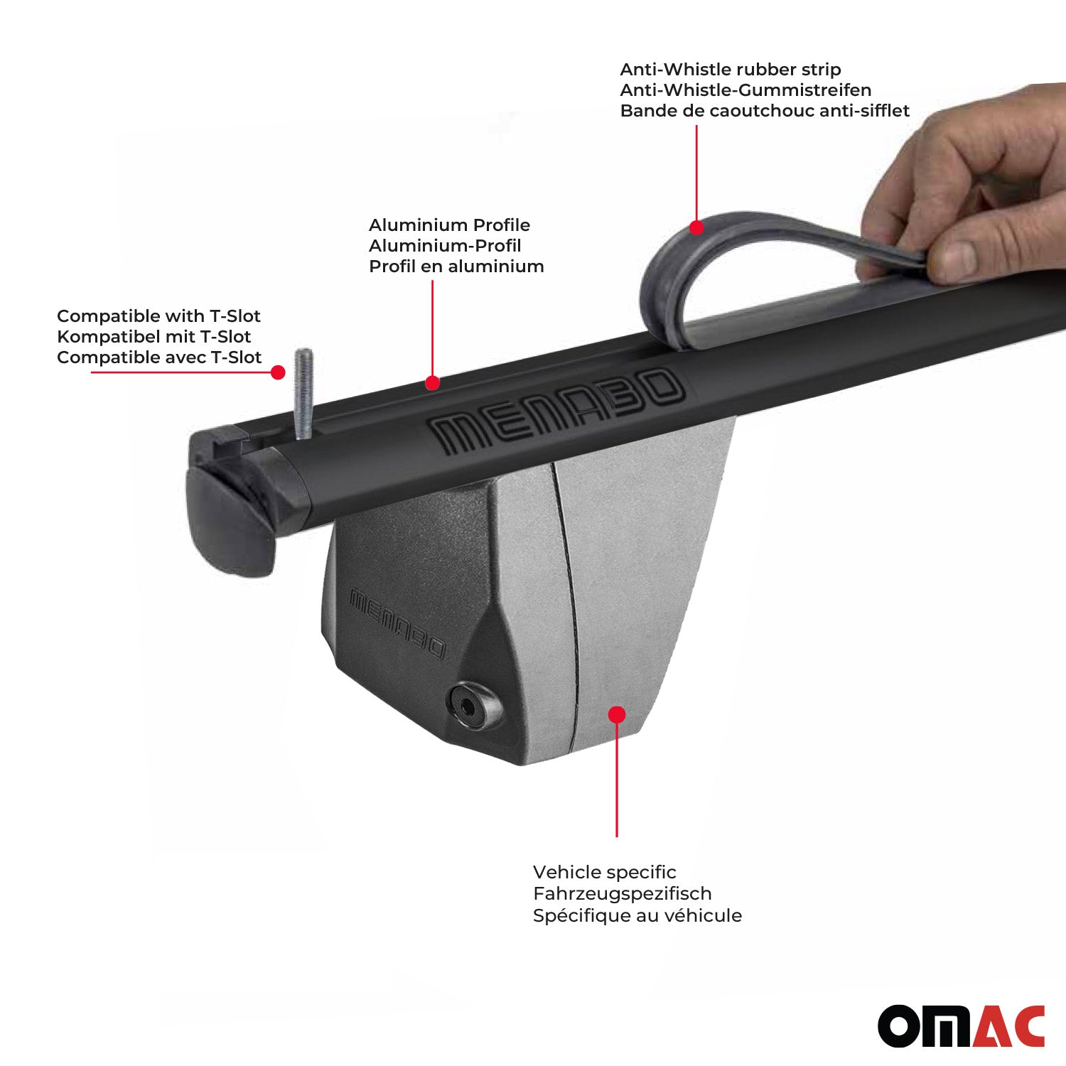Menabo Dachträger Grundträger für BMW 5 G60 2024-2026 Alu Schwarz 2tlg