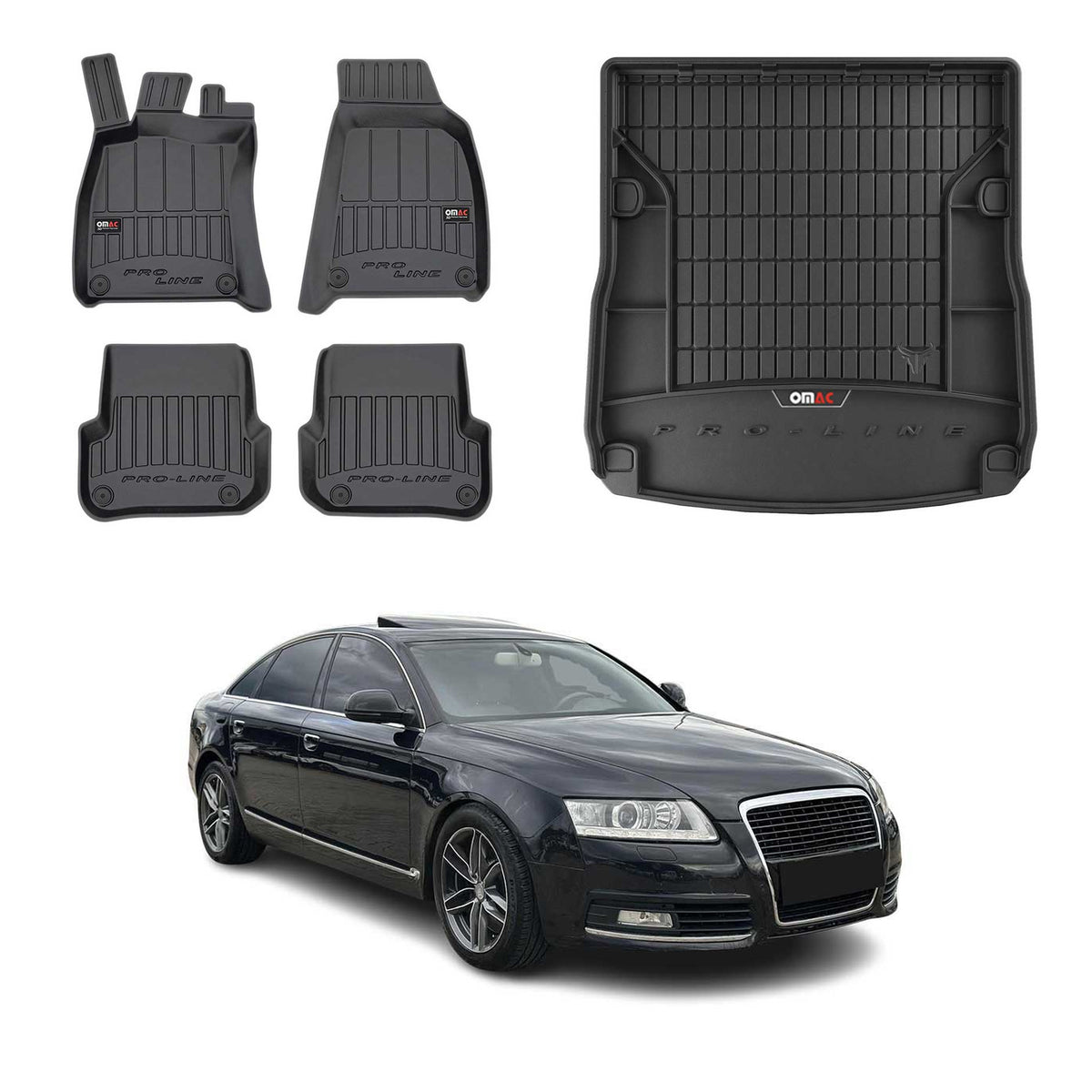 Fußmatten & Kofferraumwanne Set für Audi A6 C6 Avant Allroad 2004-2006 Pre-FL