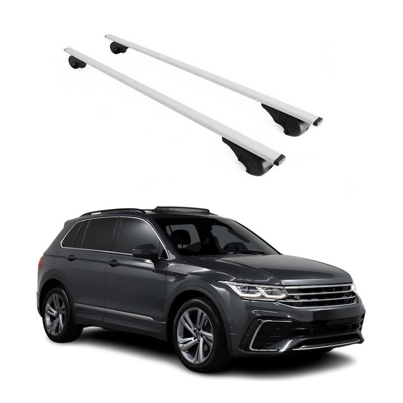 Dachträger Grundtäger für VW Tiguan mk2 2016-2024 75kg Metall Silber 2 tlg
