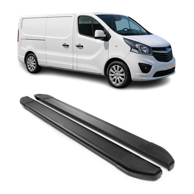 Alu Seitenschweller Trittbretter für Opel Vivaro 2014-2019 L2 Langer Schwarz 2x