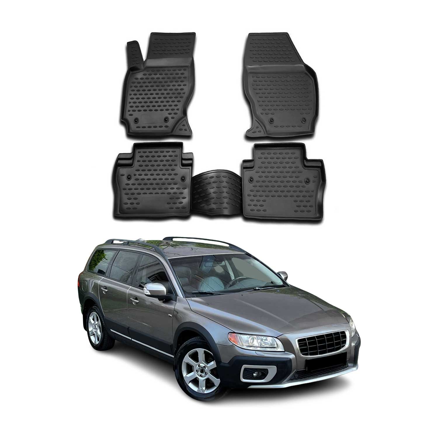OMAC Gummimatten Fußmatten für Volvo XC70 2007-2021 TPE Automatten Schwarz 4x