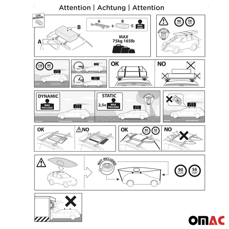 Menabo Dachträger Querträger für BMW 3er E90 E91 E92 2004-2013 TÜV Alu Grau