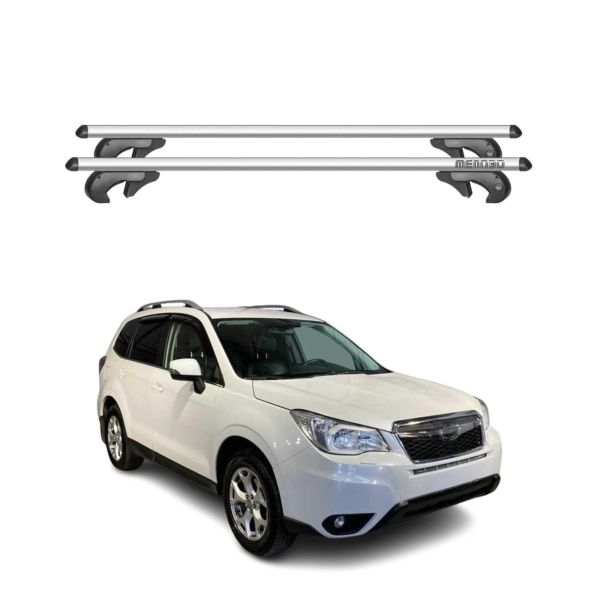 Menabo Dachträger Grundtäger für Subaru Forester IV 2013-2018 90kg Alu Grau 2x