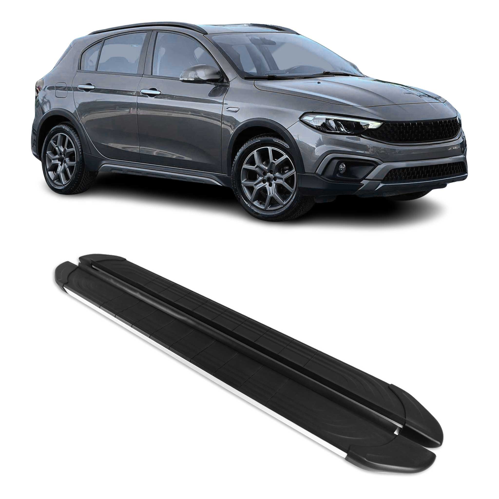 Trittbretter für Fiat Tipo Cross 2020-2026 Aluminium Schwarz Silber