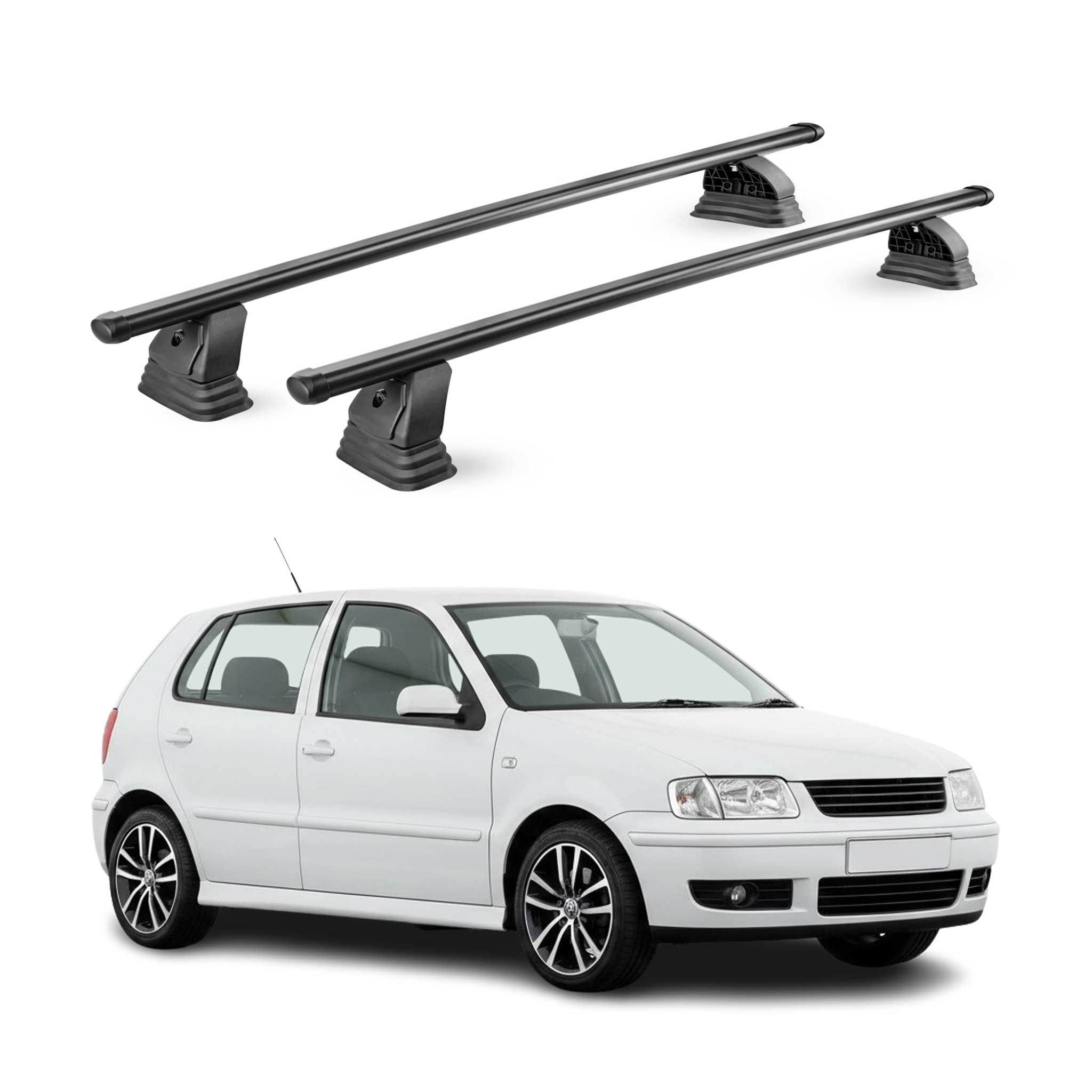 Stahl Dachträger für VW Polo mk3 Schrägheck Kombi 1994-2002 TÜV 75 kg 2x Schwarz