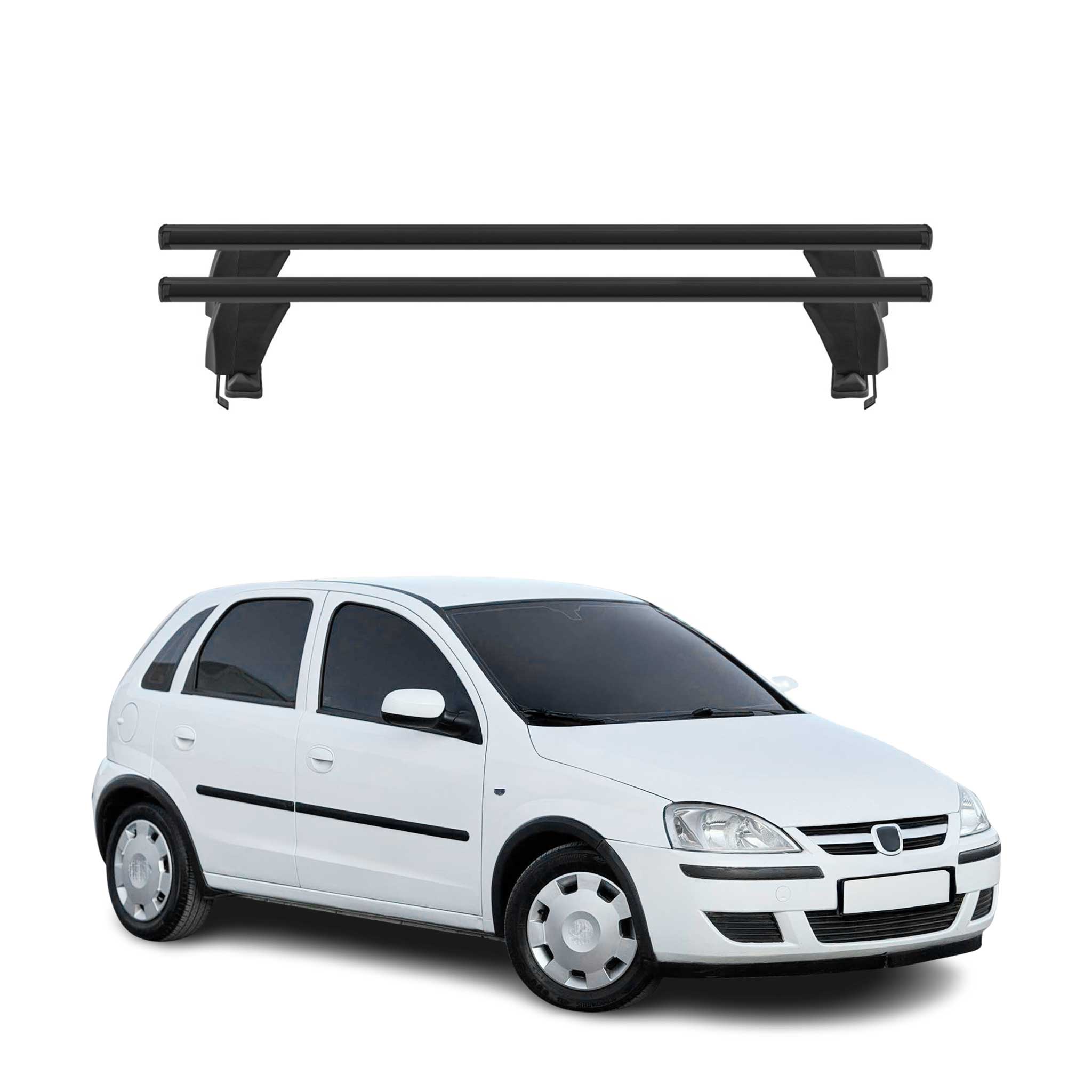 Menabo Dachträger Grundtäger für Opel Corsa C 2000-2006 50kg Alu Schwarz 2tlg