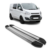 Trittbretter Seitenschweller für Ford Transit Custom 2013-2023 L2 Alu Grau 2 tlg