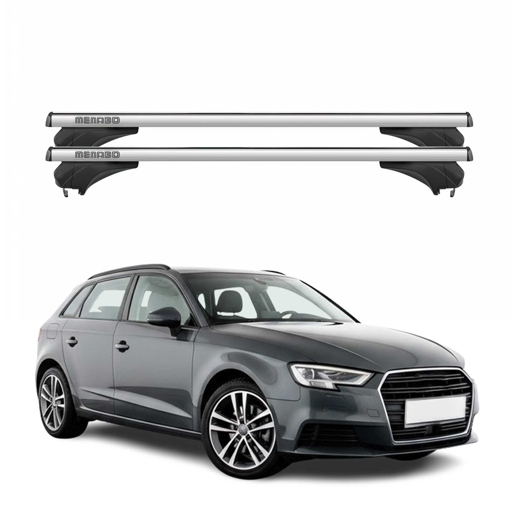 Menabo Dachträger für Audi A3 8VA Sportback 2013-2020 Aluminium Silber 2 tlg