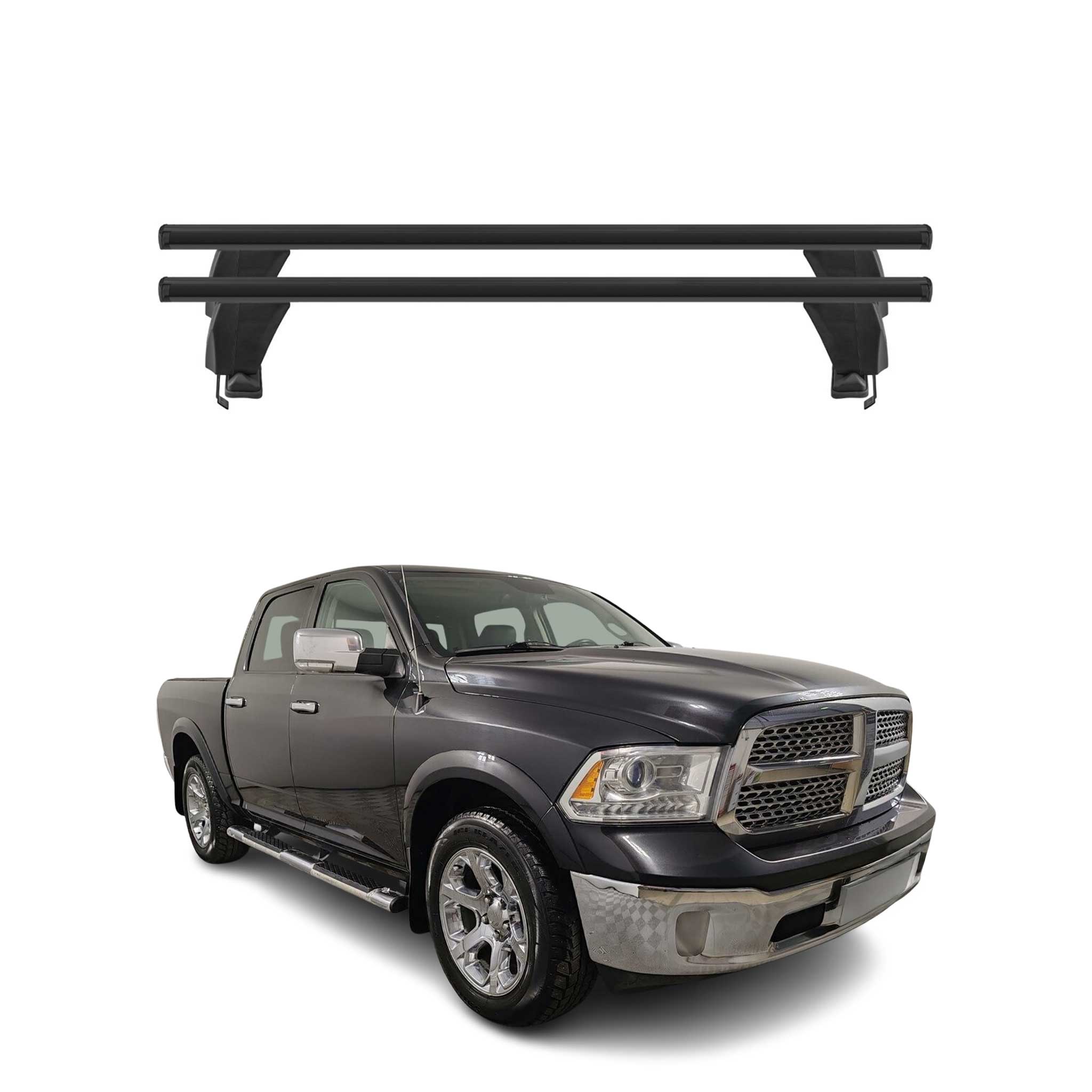Menabo Dachträger Grundtäger für RAM 1500 2010-2017 50kg Aluminium Schwarz 2 tlg