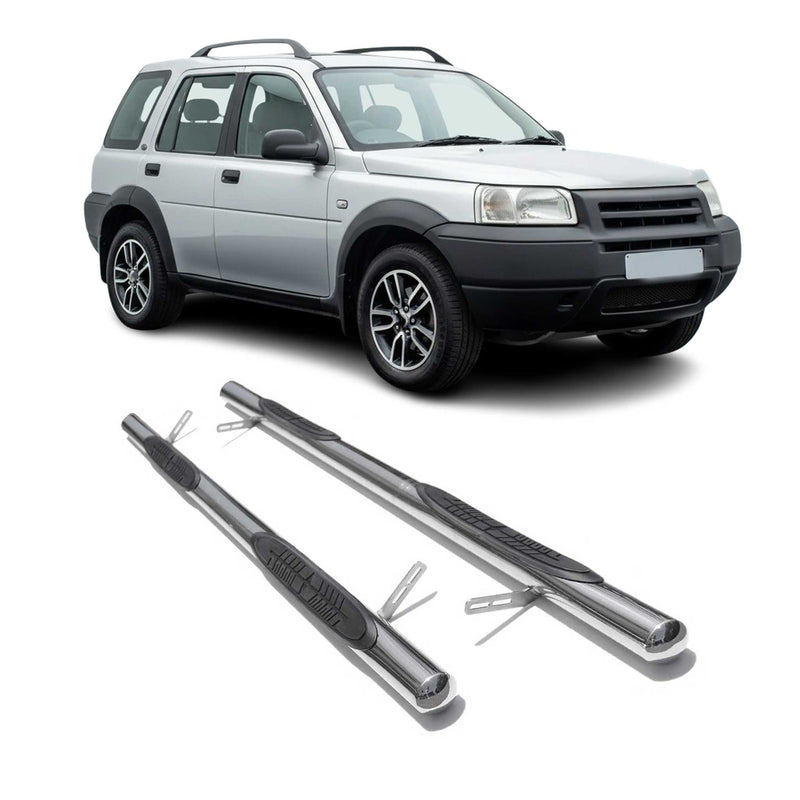 Edelstahl Trittbretter Schwellerrohre für Land Rover Freelander 1998-2007 Silber
