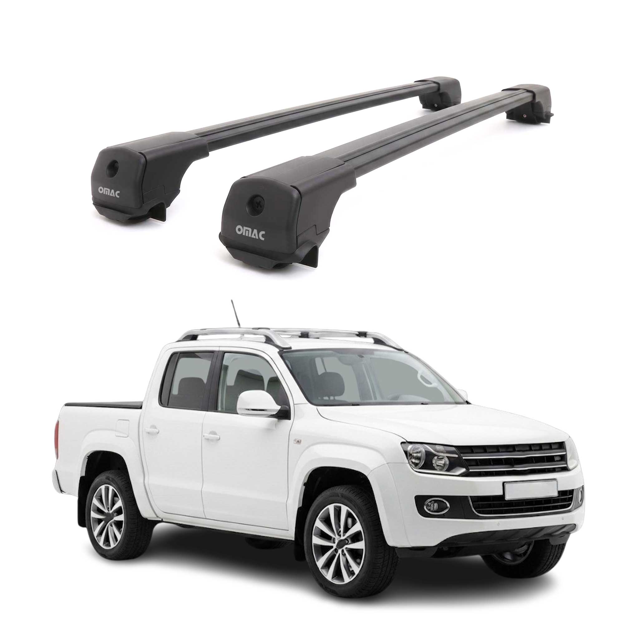 Dachträger Grundträger für VW Amarok I 2010-2020 Aluminium 75kg Schwarz 2tlg