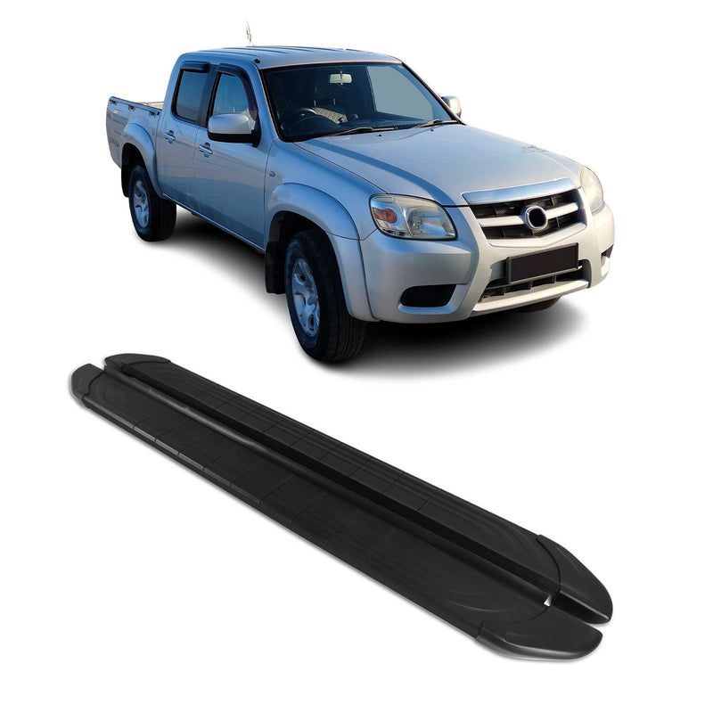 Trittbretter Seitenschweller für Mazda BT-50 DoubleCab 2006-2011 Alu Schwarz 2x