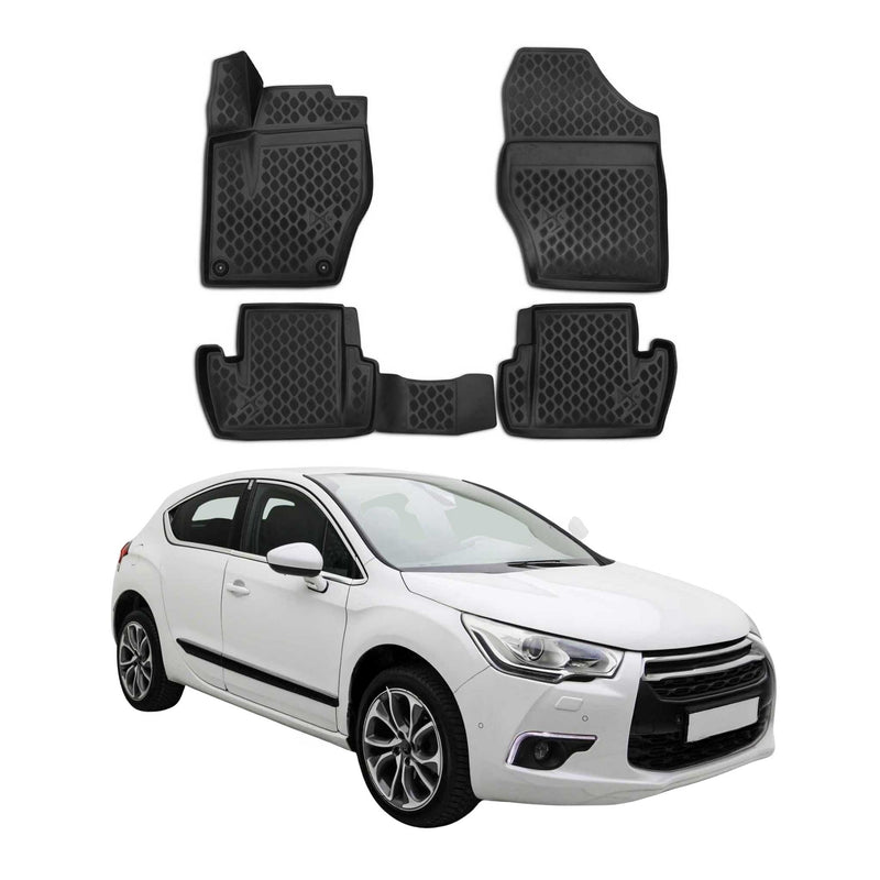 OMAC Gummimatten Fußmatten für Citroen DS4 2011-2015 TPE Automatten Schwarz 4x