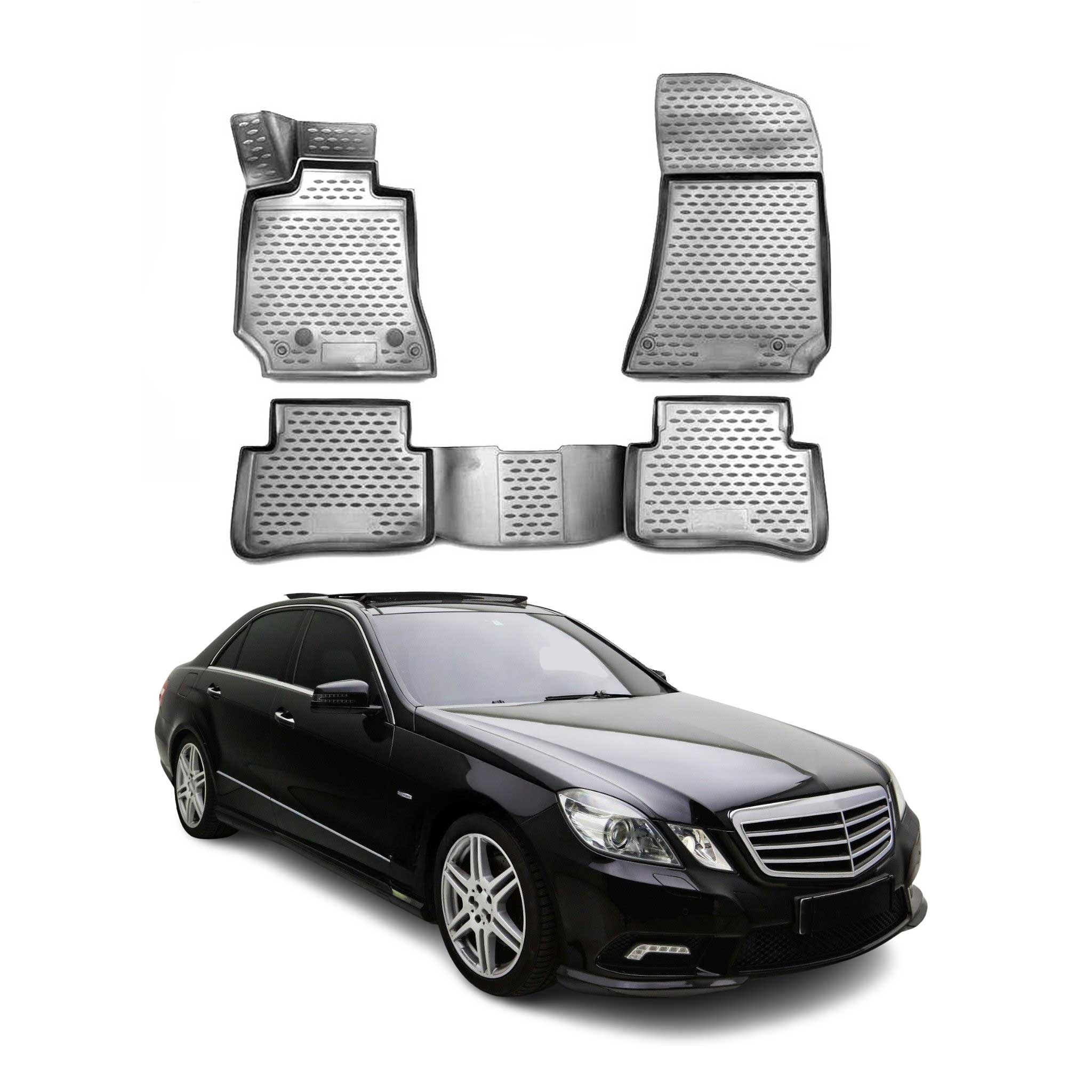 OMAC Gummimatten Fußmatten für Mercedes W212 2009-2016 TPE Automatten Grau 4x
