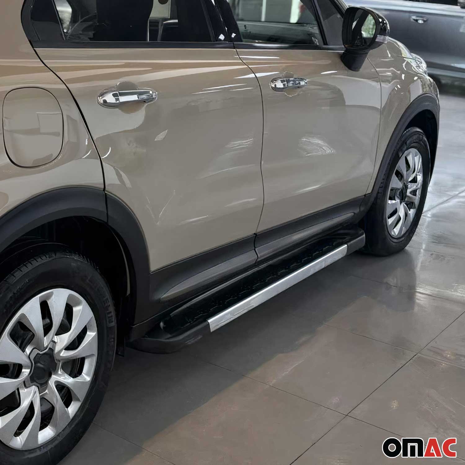 Seitentürleiste Türschutzleiste für Fiat 500X 2015-2026 Chrom Stahl Dunkel 4x