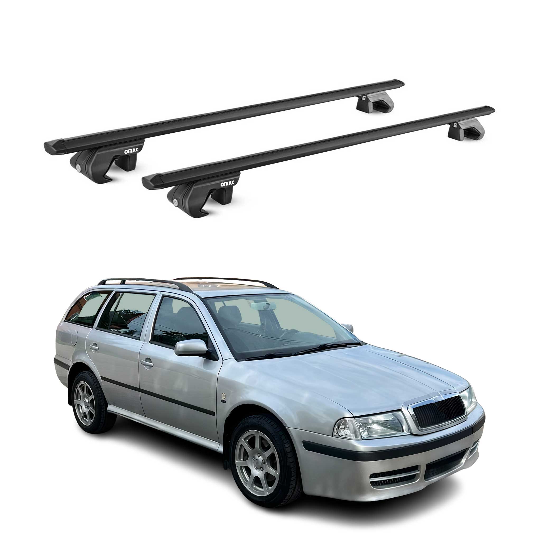 Dachträger Grundtäger für Skoda Octavia I Kombi 1996-2004 90kg Alu Schwarz ABE