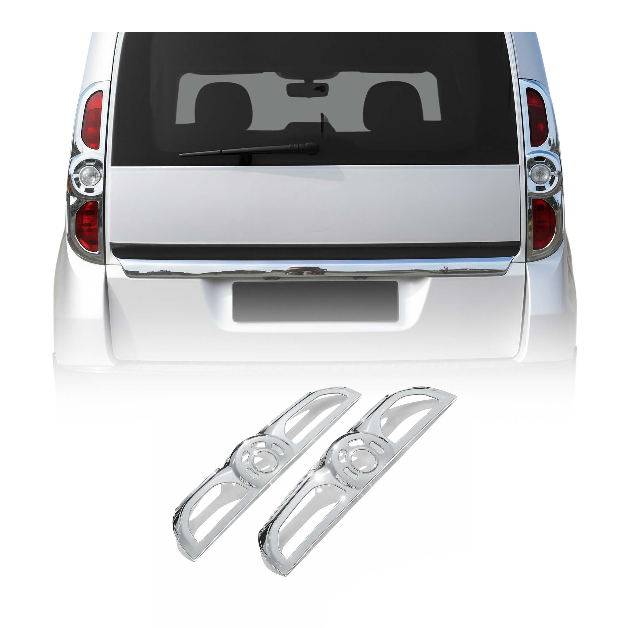 Rücklicht Leisten Heckleuchte für Fiat Doblo 2010-2014 Chrom ABS Glanz 2tlg
