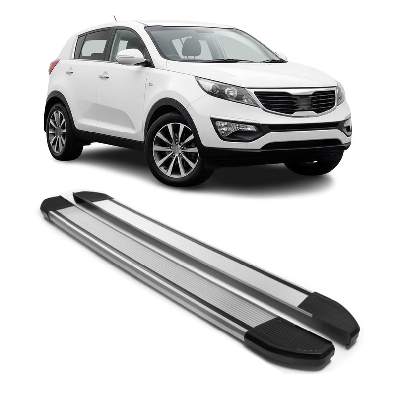 Aluminium Seitenschweller Trittbretter für Kia Sportage 2010-2015 Silber 2tlg