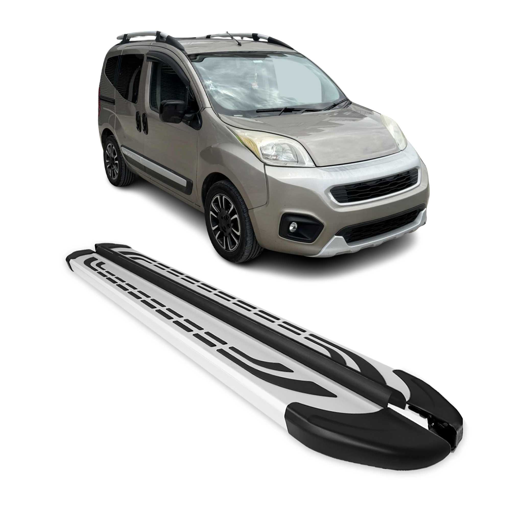 Trittbretter Seitenschweller Seitenbretter für Fiat Qubo 2008-2021 Alu Grau
