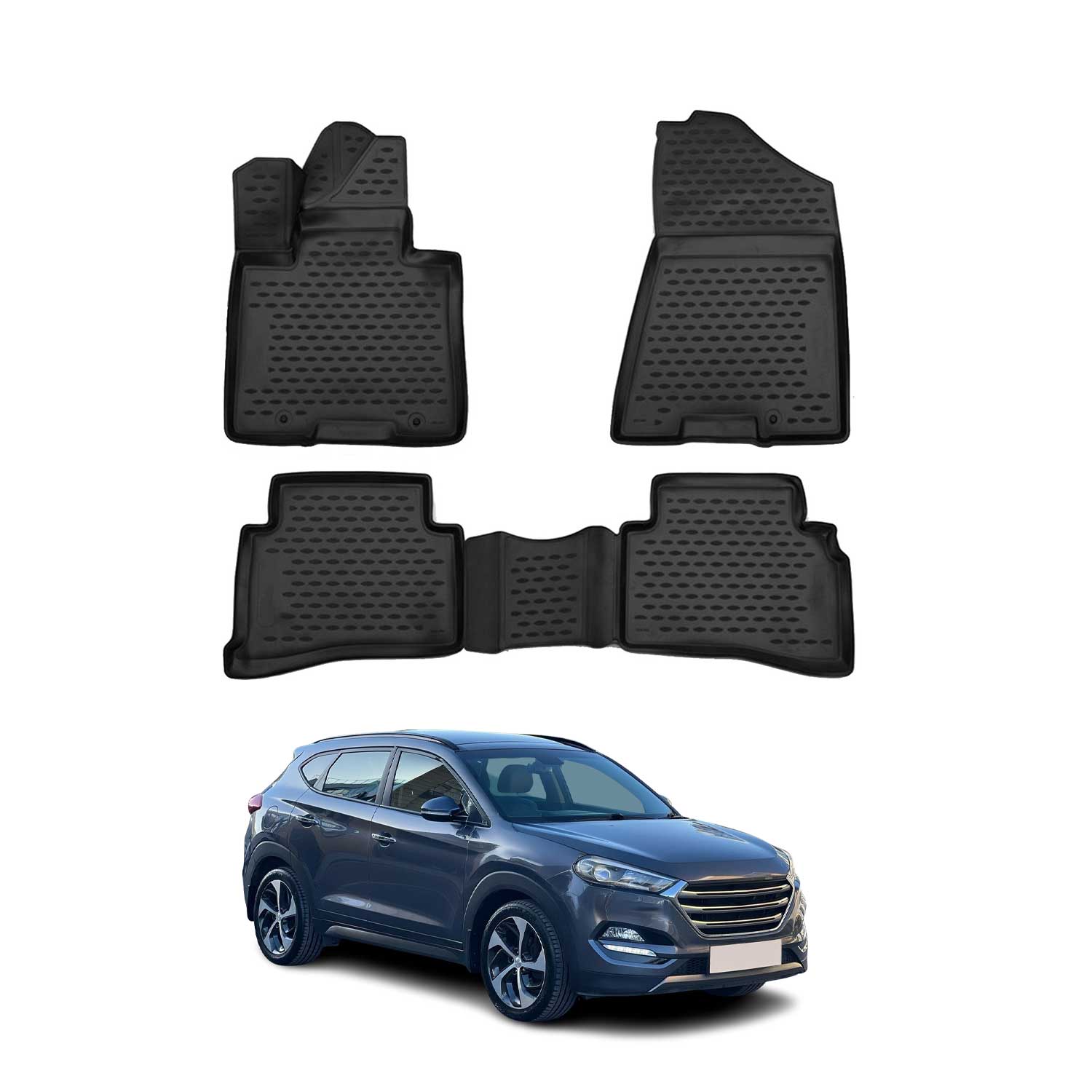 OMAC Gummimatten Fußmatten für Hyundai Tucson 2015-2020 TPE Automatte Schwarz 4x