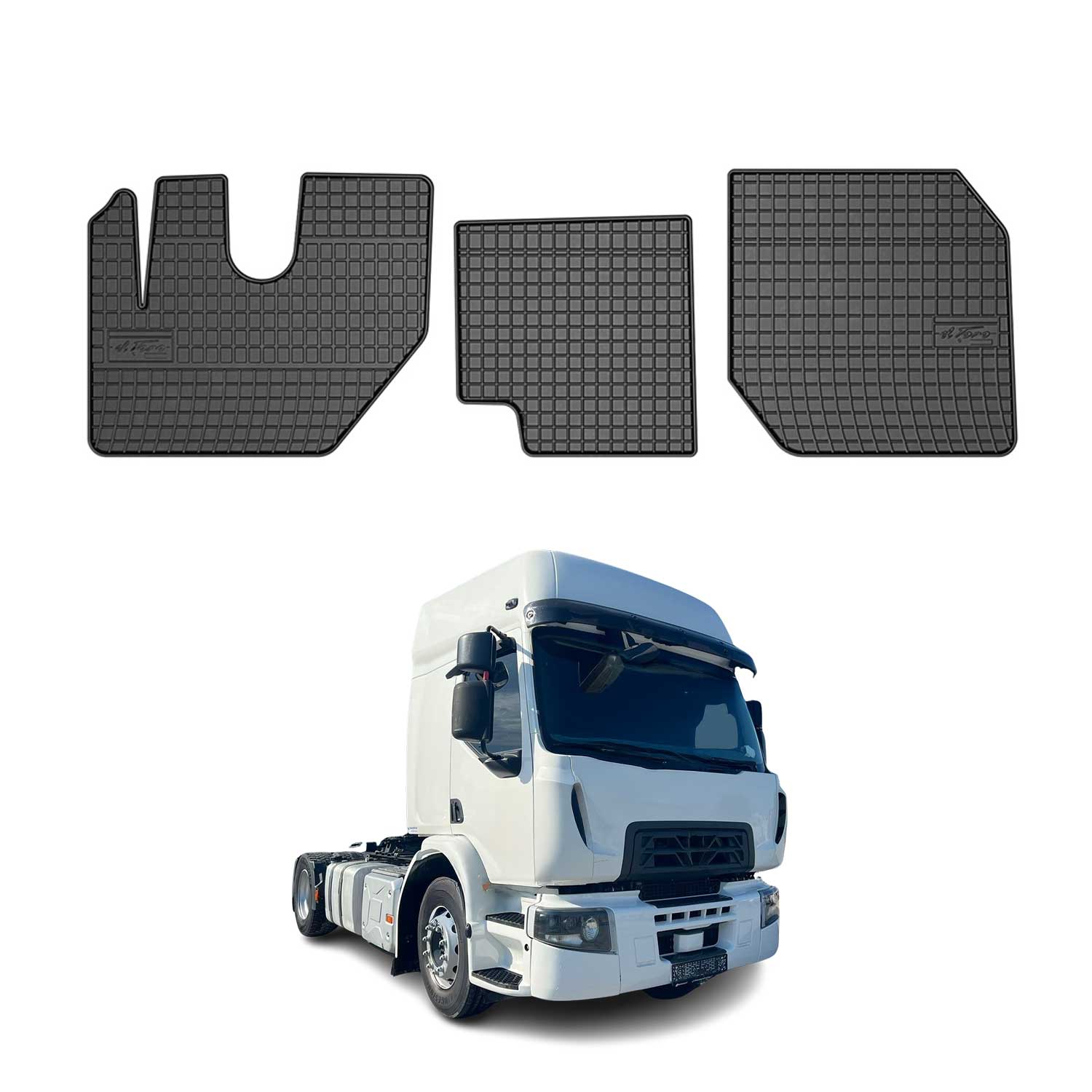 OMAC Gummi Fußmatten für Renault Trucks D 2015-2020 Automatten Gummi Schwarz 3x