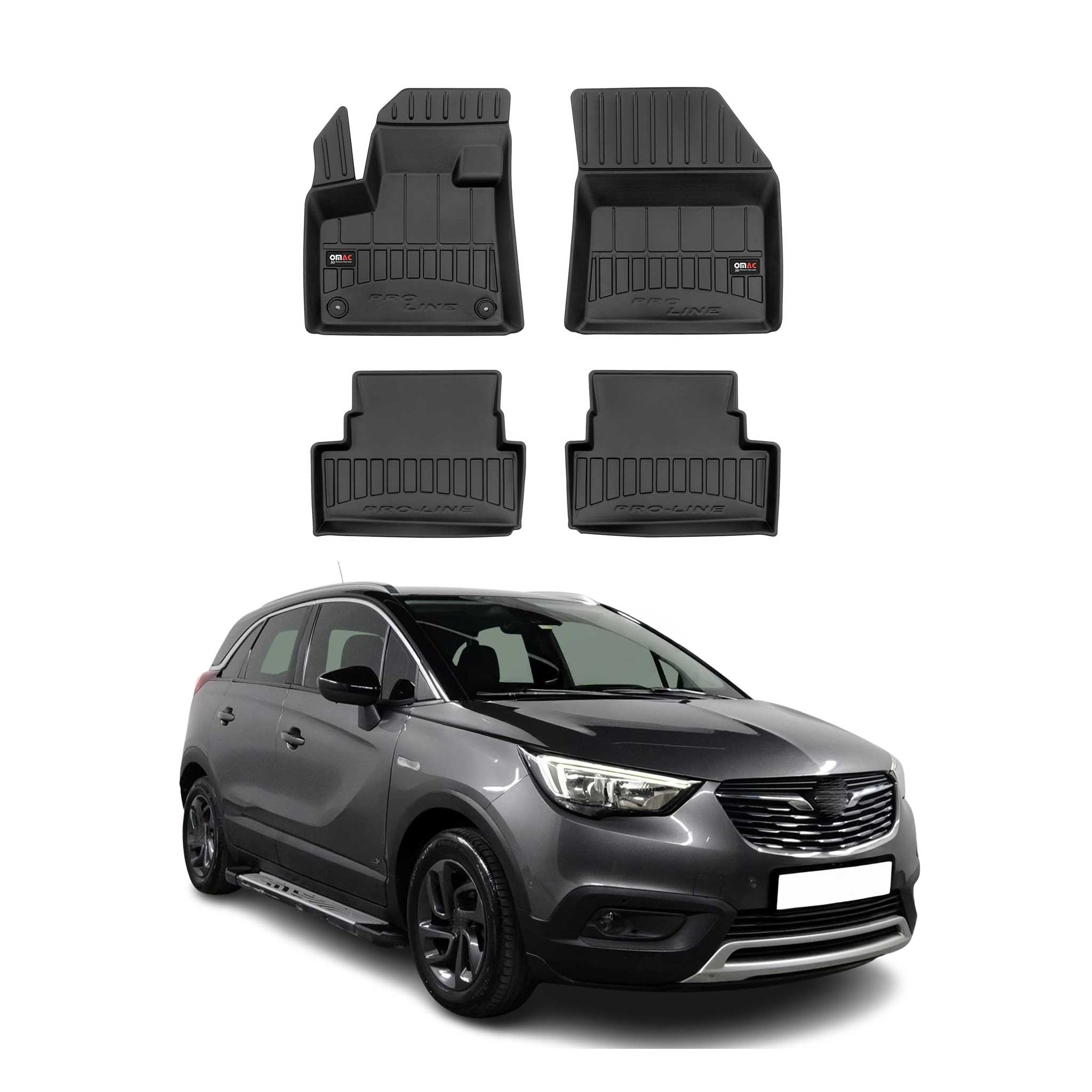 OMAC Gummi Fußmatten für Opel Grandland X 2017-2024 Premium Gummi Schwarz 4tlg