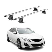 Alu Dachträger für Mazda 6 II Limo 2007-2012 TÜV T-Nut Abschließbar 2tlg Silber
