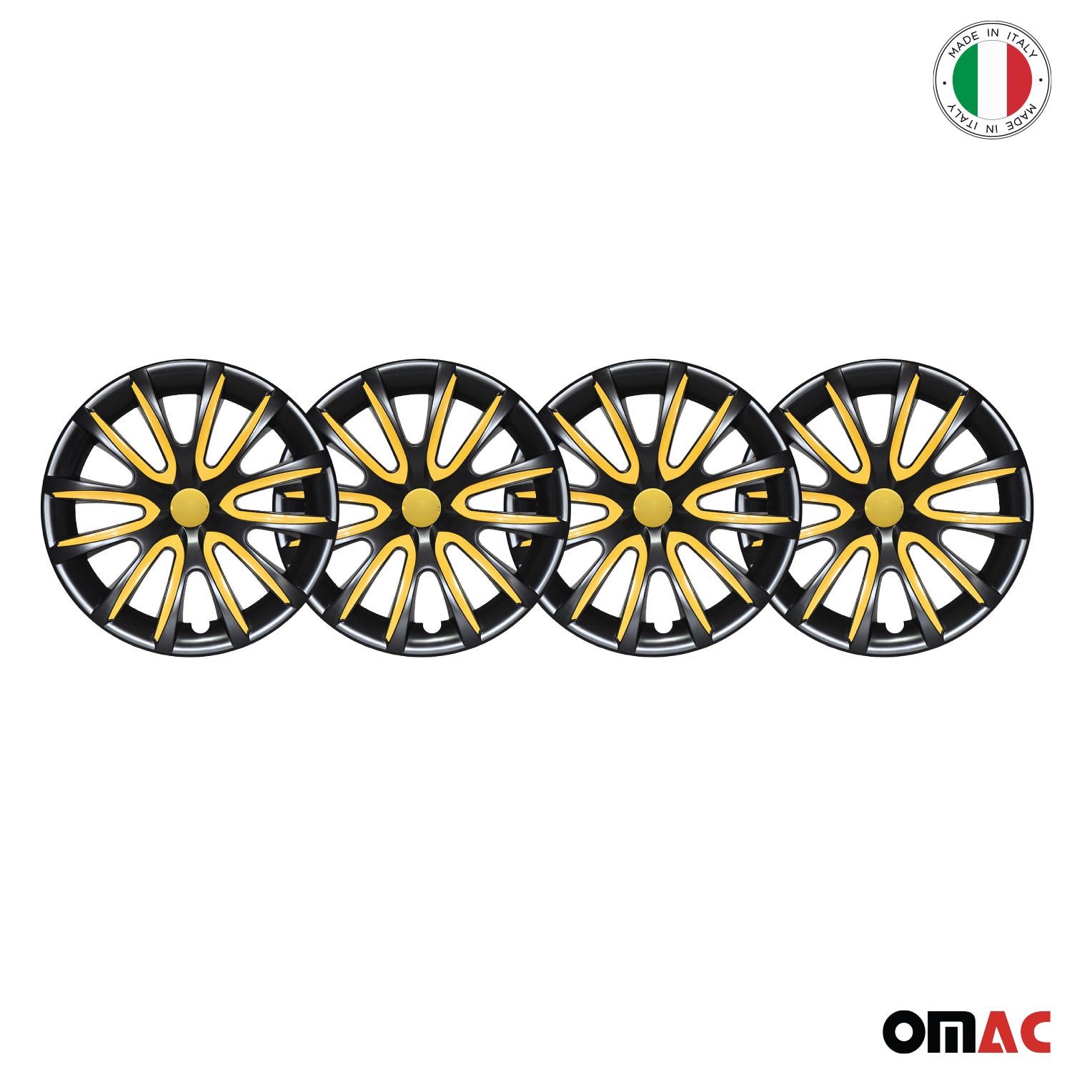 4x Radblenden Radkappen Radzierblenden für 16" Zoll Stahlfelgen Schwarz Gelb