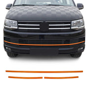 Kühlergrill Leisten für VW T6 Transporter 2015-2019 Highline Edelstahl Orange 3x