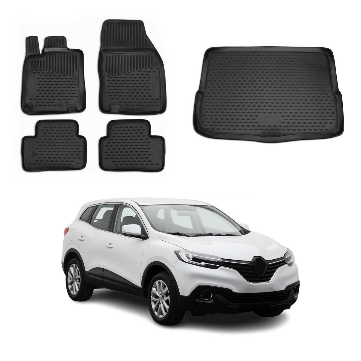 OMAC Fußmatten & Kofferraumwanne Set für Renault Kadjar 2015-2022 Untere