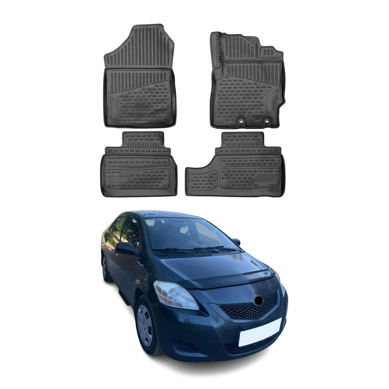 OMAC Gummimatten Fußmatten für Toyota Yaris 2011-2022 RHD TPE Matten Schwarz 4x