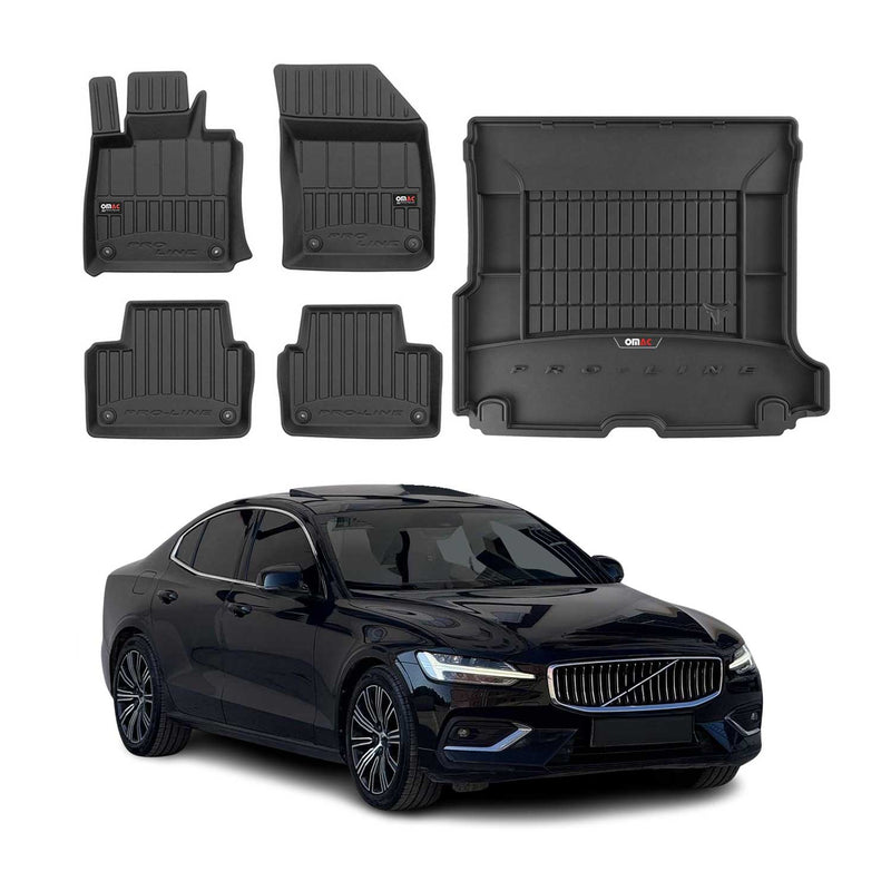 OMAC Fußmatten & Kofferraumwanne Set für Volvo V60 2018-2025 Gummi Schwarz 5x