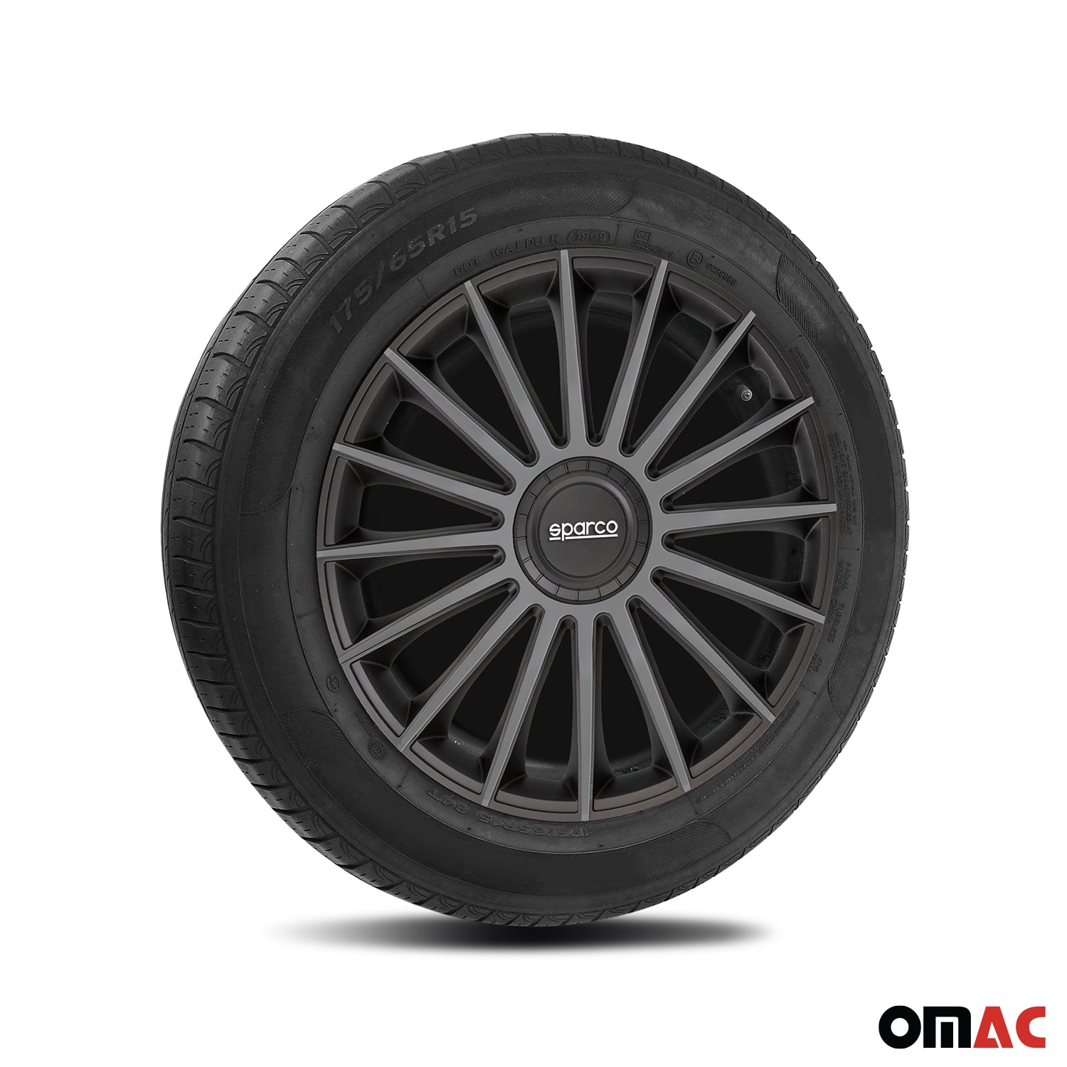 Radkappen Radzierblenden Sparco Treviso 14" Zoll Abdeckung Set Schwarz Grau 4x