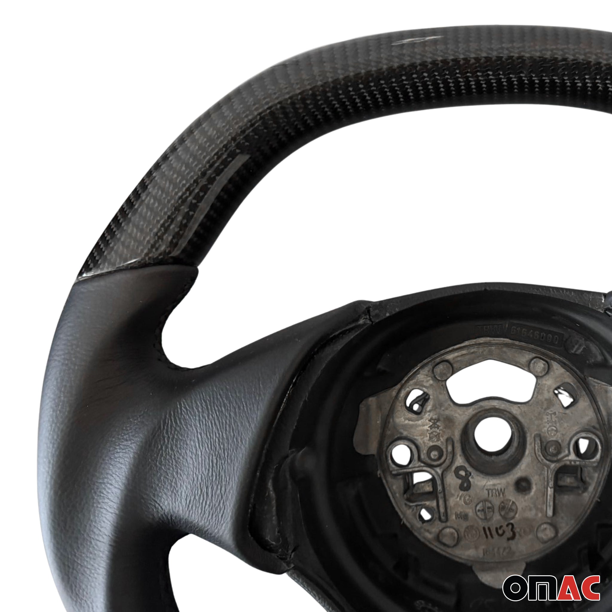 Lenkradbezug für BMW 3er E90 E91 E93 Leder Schwarz-Carbon Echtlederbezug