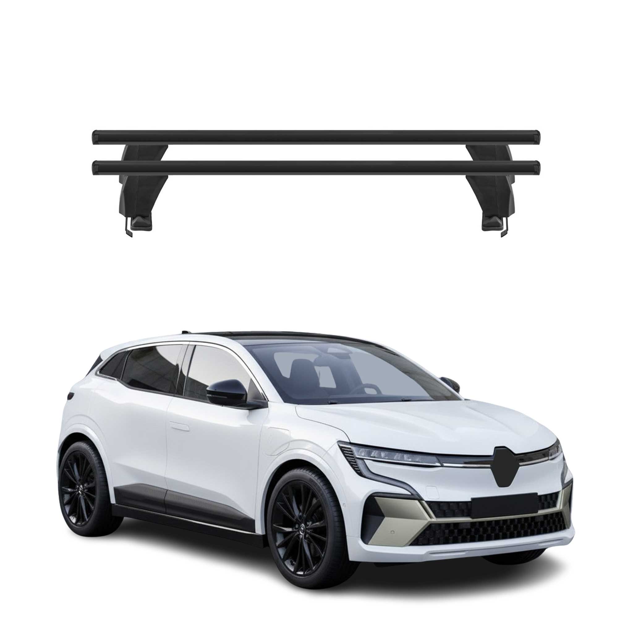 Menabo Dachträger Grundträger für Renault Megane E-Tech 2021-2025 Alu Schwarz 2x