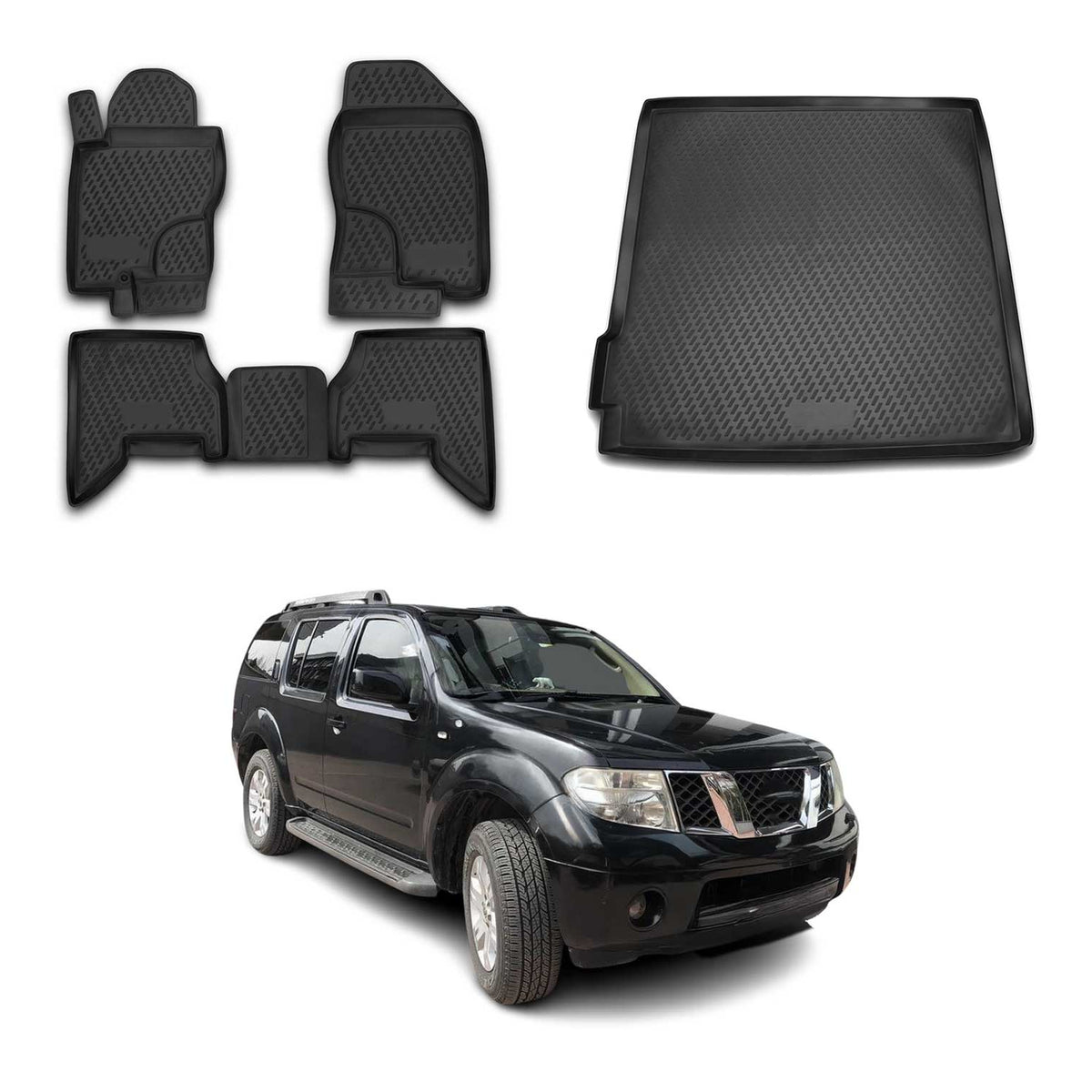 OMAC Fußmatten & Kofferraumwanne Set für Nissan Pathfinder 2010-2013 Facelift
