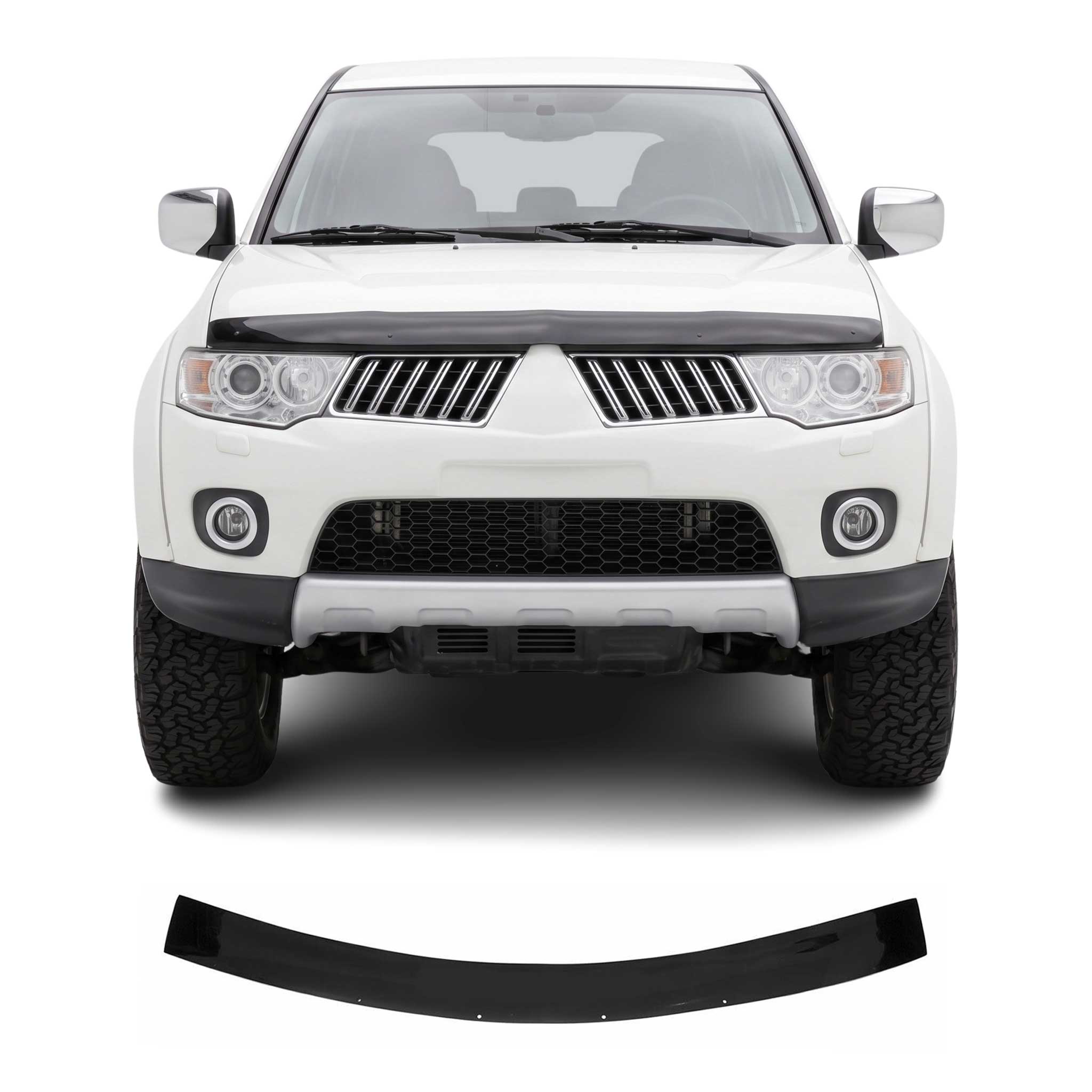 Motorhaube Deflektor Steinschlagschutz für Mitsubishi Pajero 2007-2021 Schwarz