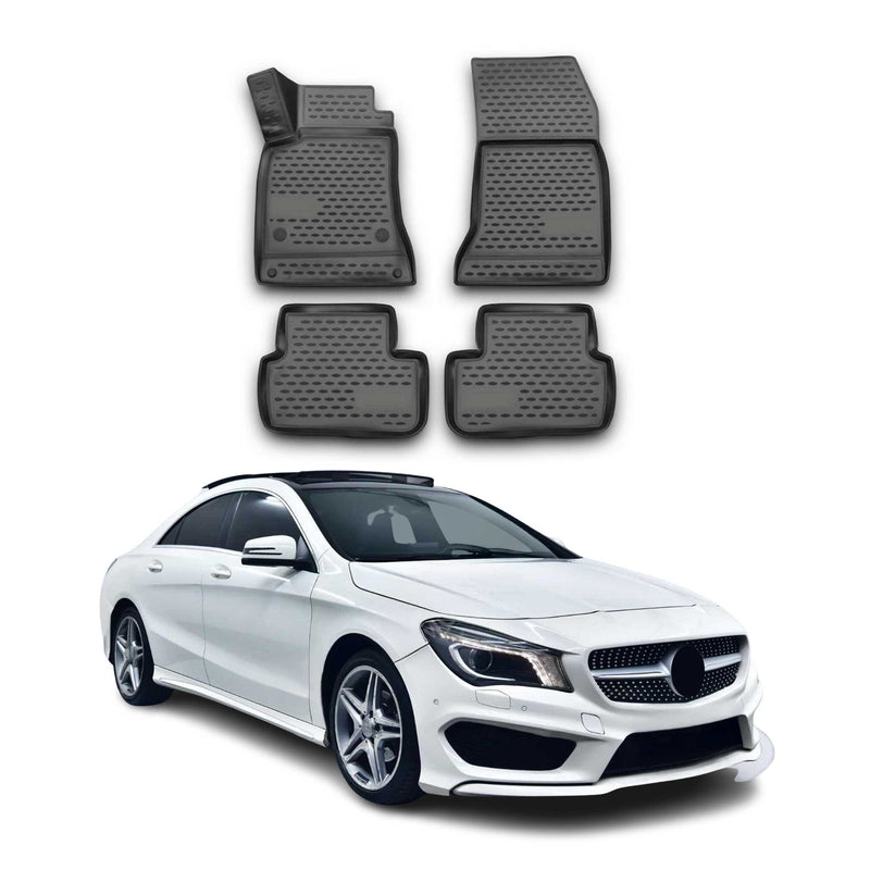 OMAC Gummimatten Fußmatten für Mercedes CLA C117 2013-2019 TPE Matten Schwarz 4x