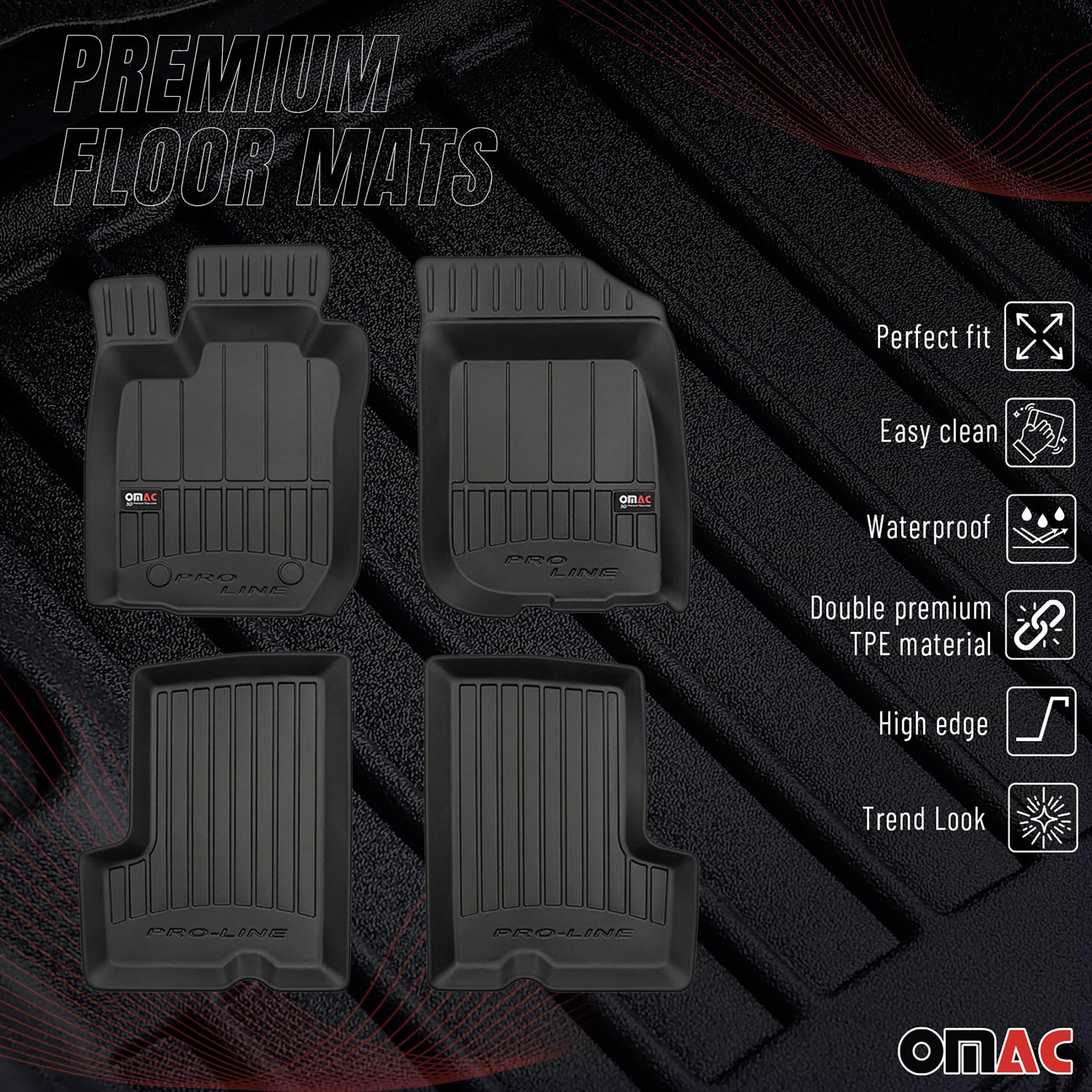 OMAC Gummi Fußmatten für Dacia Duster 2010-2018 Premium TPE Automatten 4tlg