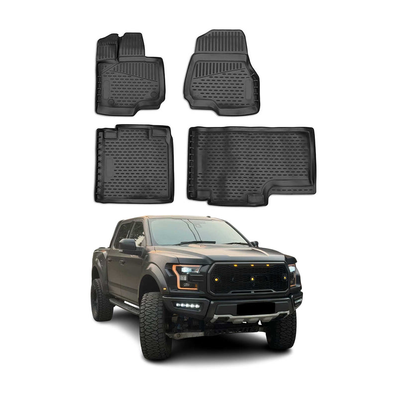 OMAC Gummimatten Fußmatten für Ford F150 2015-2020 TPE Automatten Schwarz 4x
