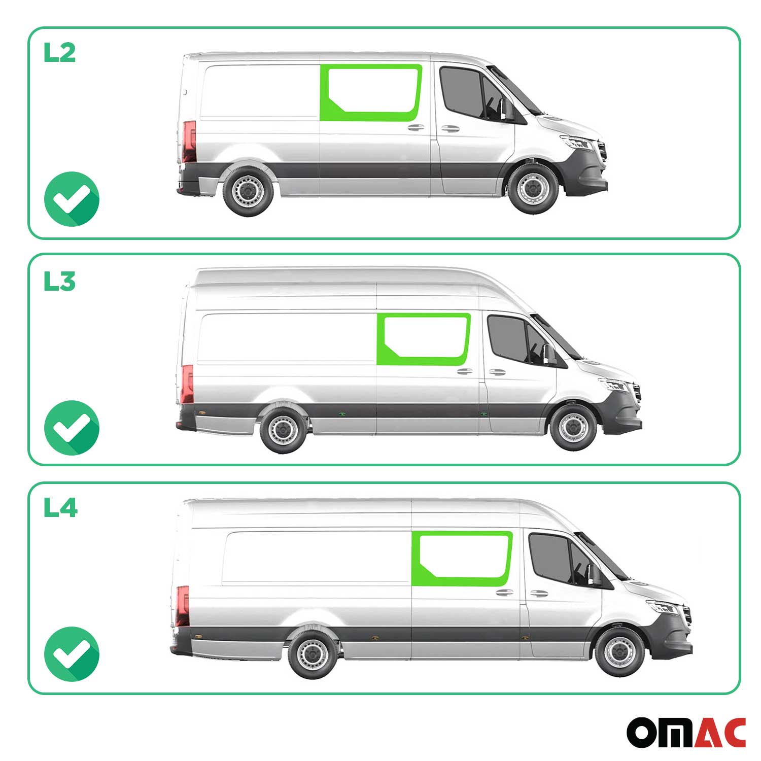 Seitenfenster für VW Crafter 2006-2017 Rechts Vorne Sicherheitsglas L2 L3 L4