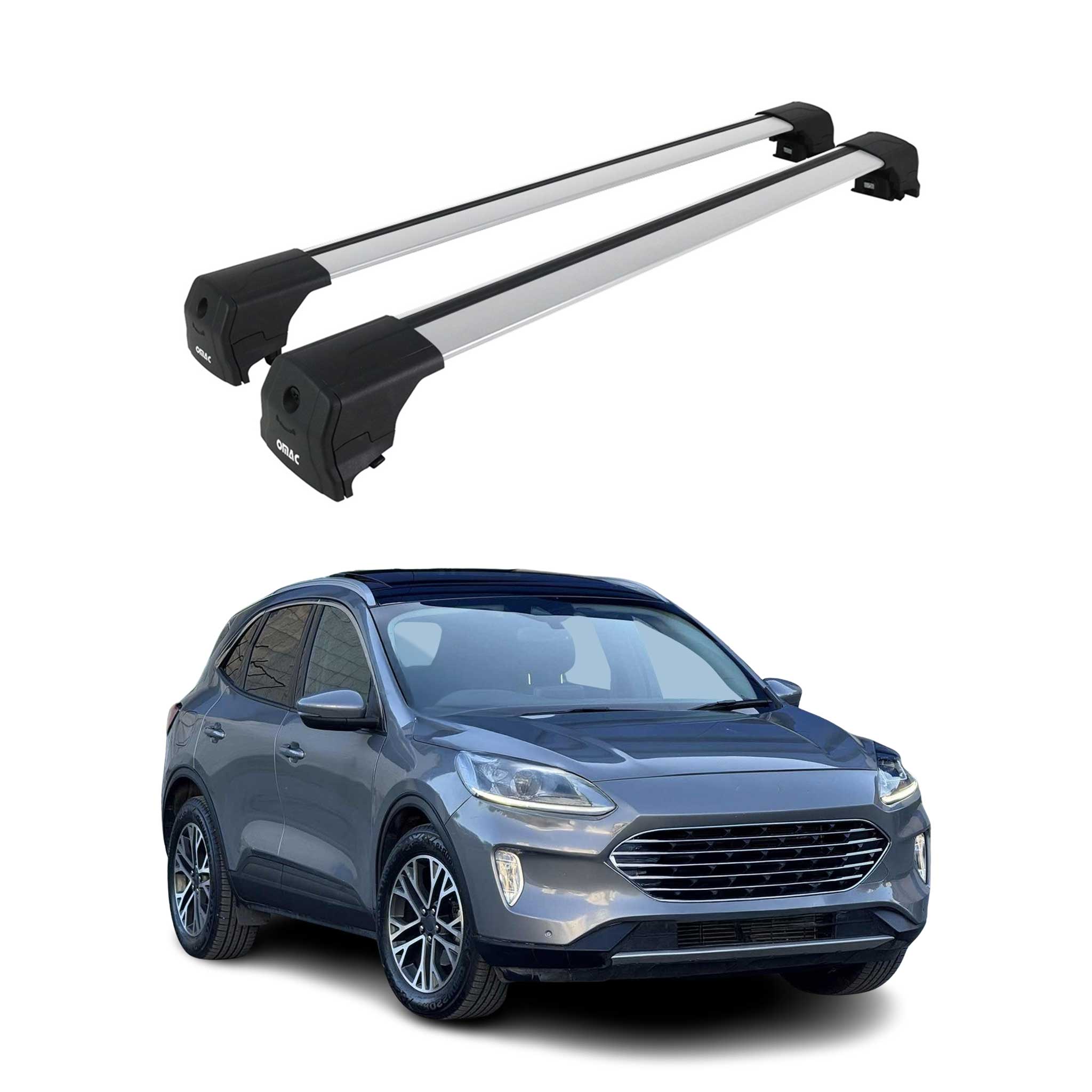Dachträger Grundtäger für Ford Kuga III 2019-2026 75kg Aluminium Silber 2 tlg
