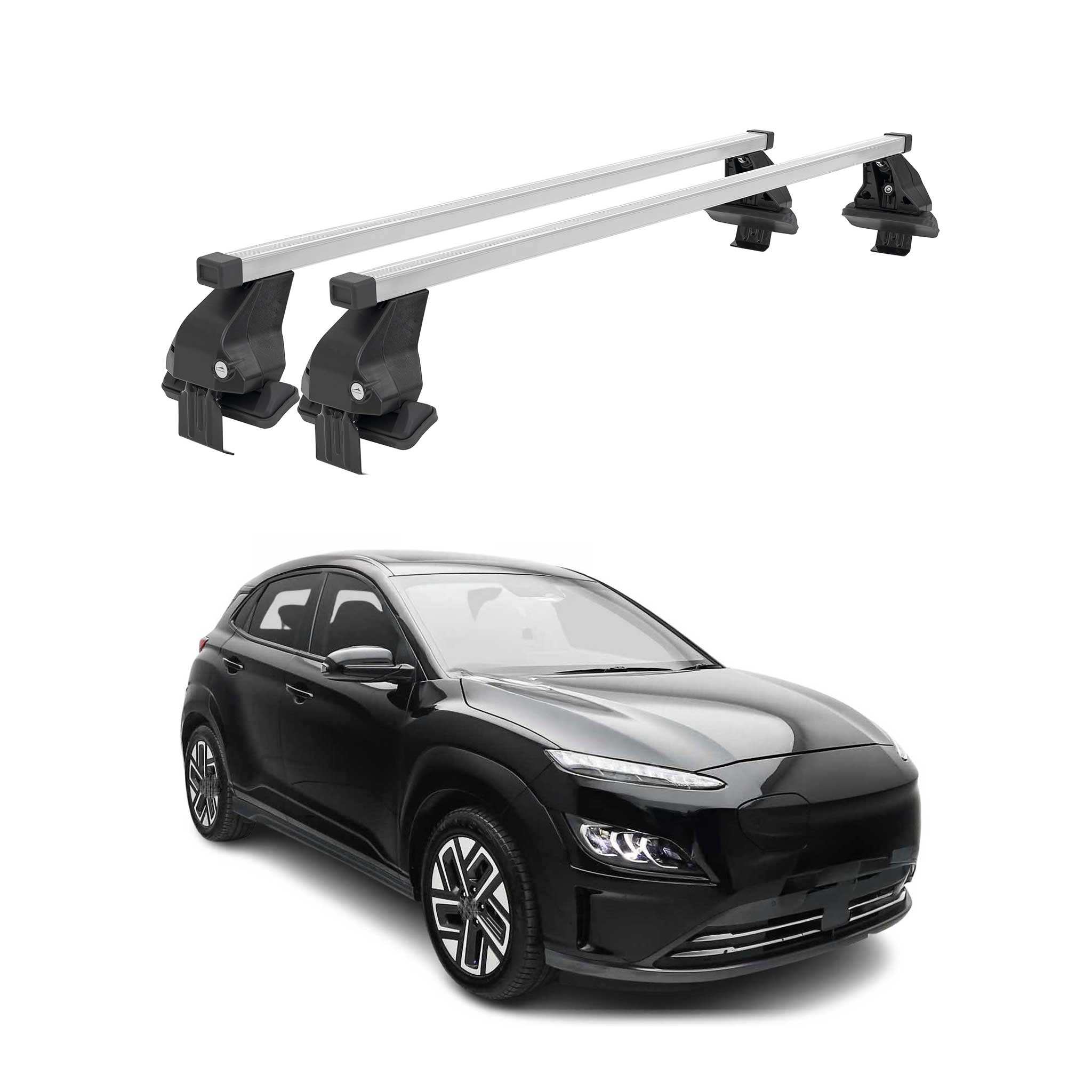 Menabo Dachträger Grundtäger für Hyundai Kona Hybrid 2019-2023 50kg Stahl Silber