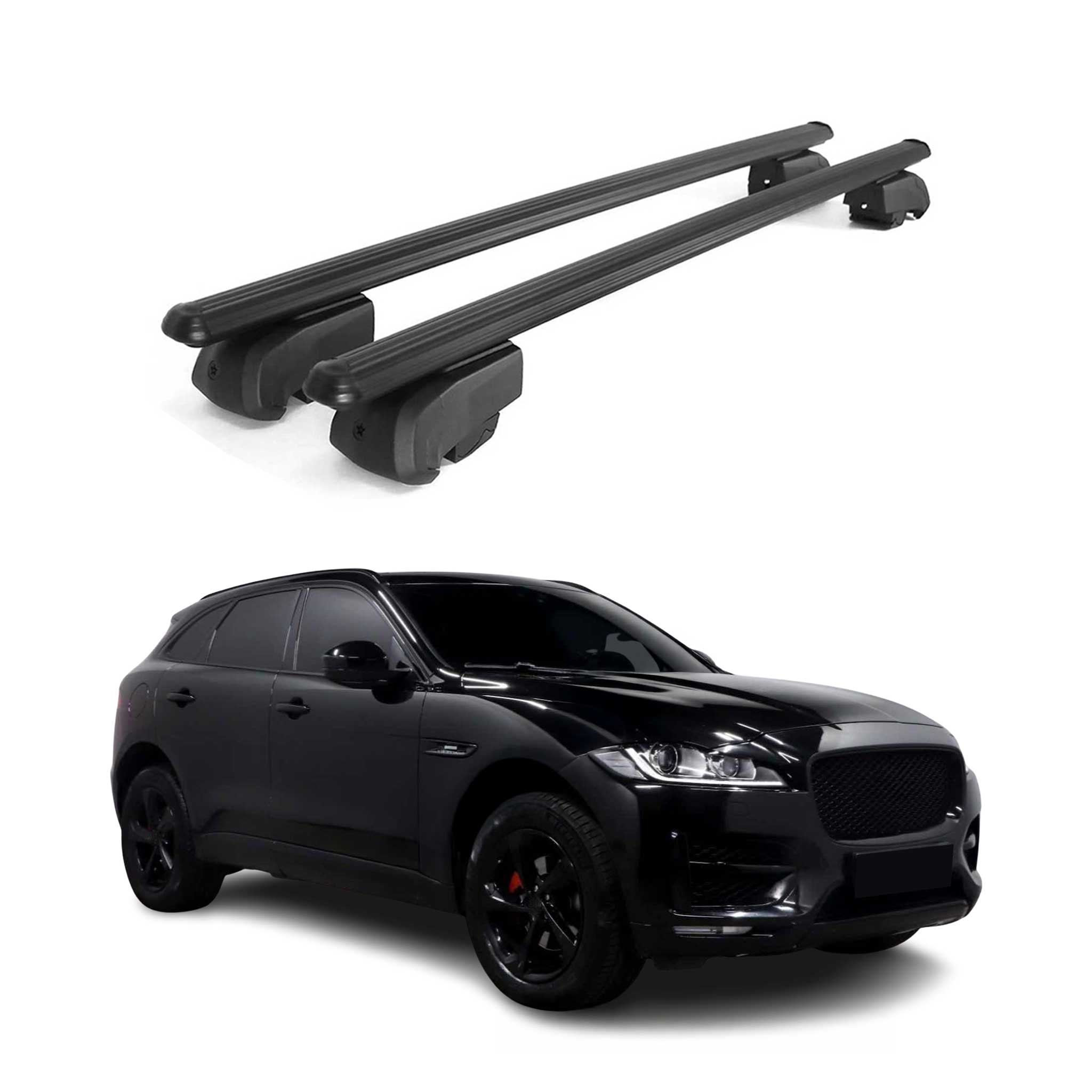 Dachträger Gepäckträger für Jaguar F-Pace 2017-2025 ABE Aluminium Schwarz 2x