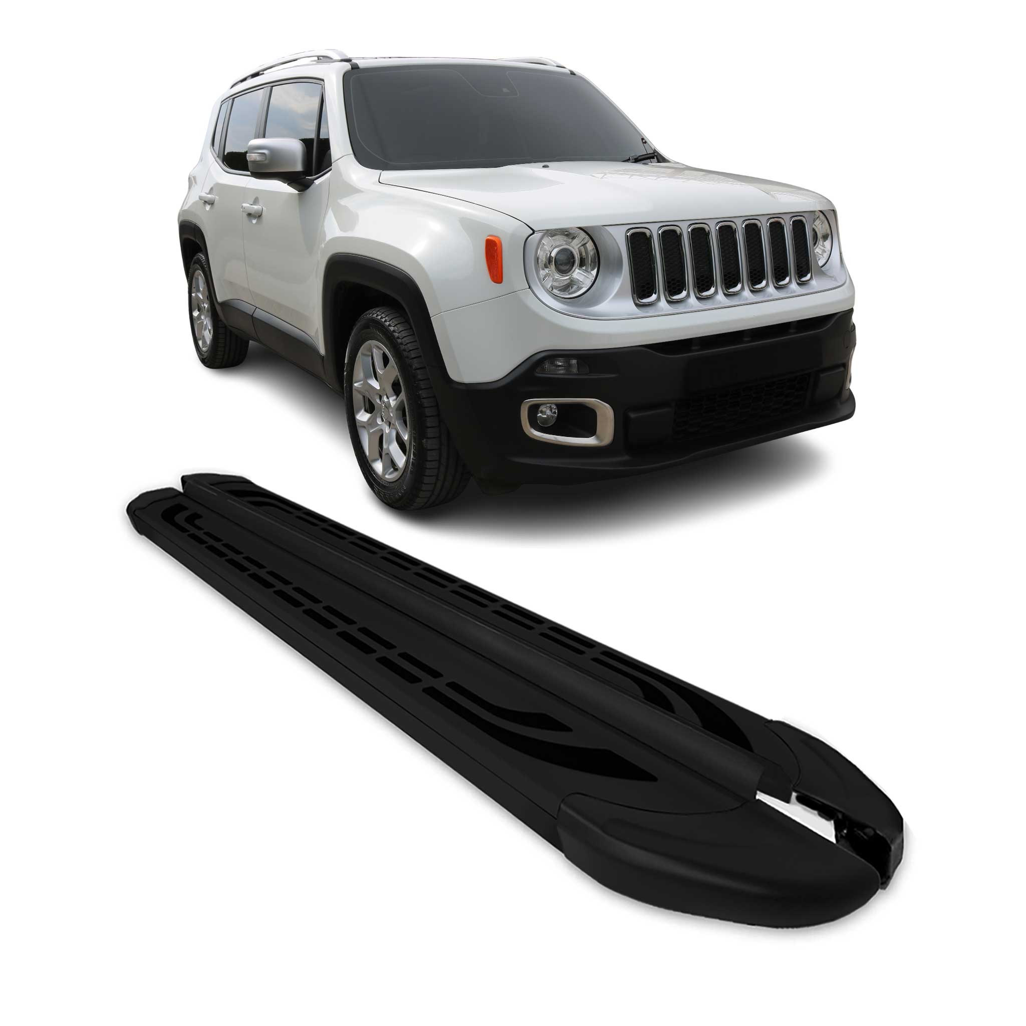 Trittbretter Seitenschweller Seitenbretter für Jeep Renagade 2015-25 Alu Schwarz